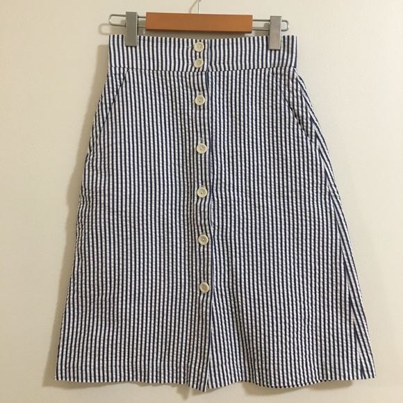 Club Monaco Stripe Cotton Skirt Sz 0 - Picture 2 of 11